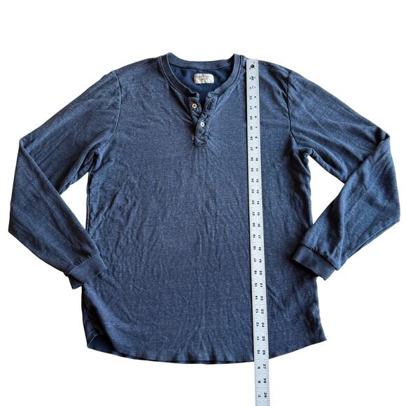 Marine Layer USA Made Classic Double Knit Thermal Blue Henley Pullover Shirt L - Picture 6 of 8